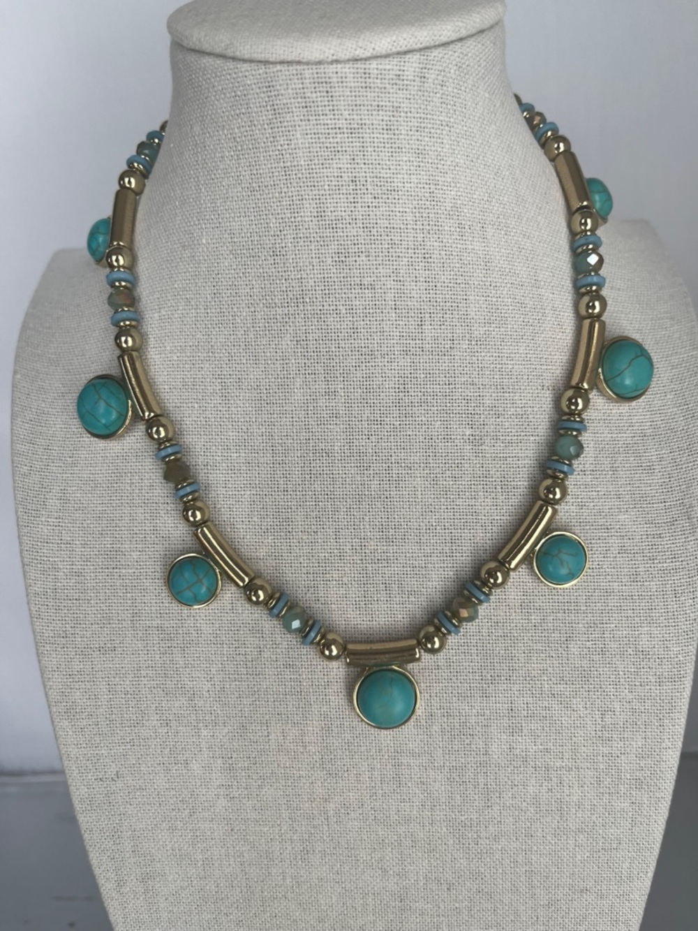 Premier Designs Gold-Tone Necklace with Turquoise Stones